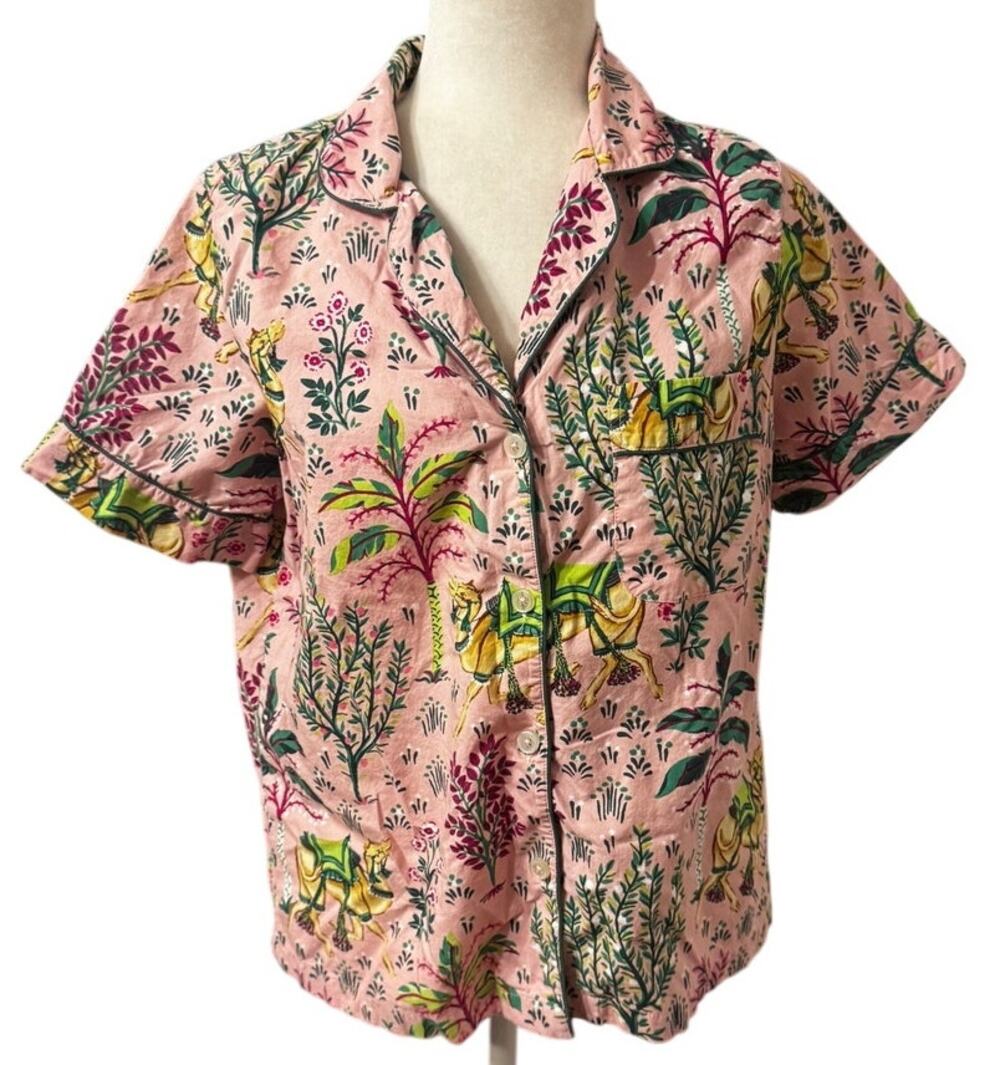 Printfresh Pajama Top Camel Print 100% Organic Cotton Pink Size XS